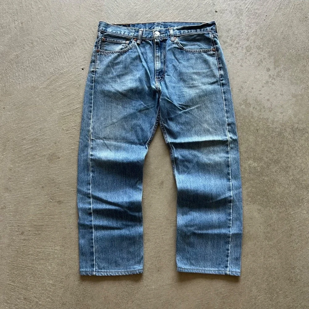 Levis 505 Jeans Size 35x30 Blue Light Wash Denim Regular‎ Fit Straight Leg